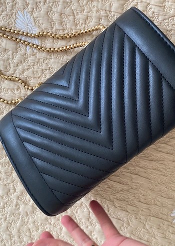 Siyah Deri Beymen Zincirli Çanta - Görsel 4