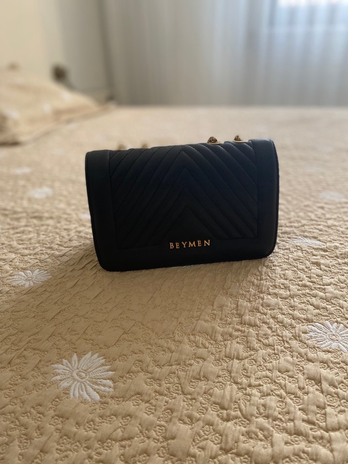 Siyah Deri Beymen Zincirli Çanta - Görsel 5