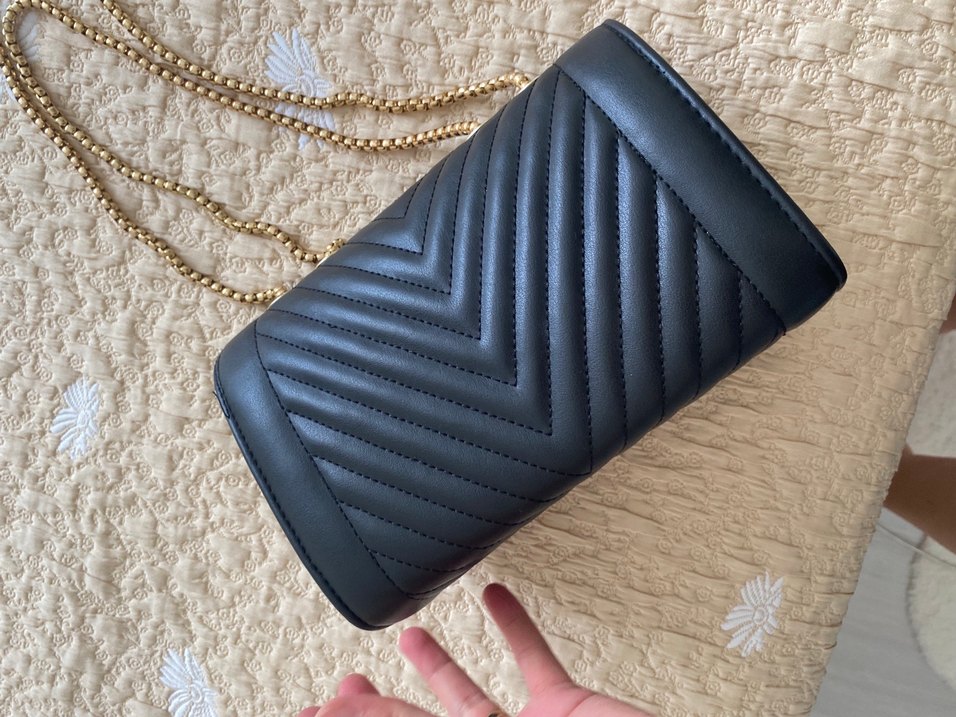 Siyah Deri Beymen Zincirli Çanta - Görsel 4