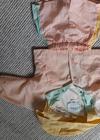 18-24 Ay Beden Kız Çocuk Pastel Renkli Düğmeli Yağmurluk