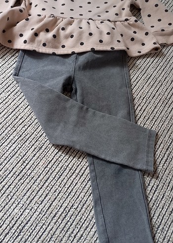 Kız Çocuk Gri Denim Tayt