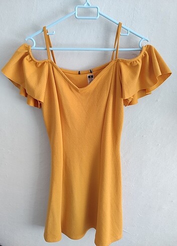 Sari mini elbise