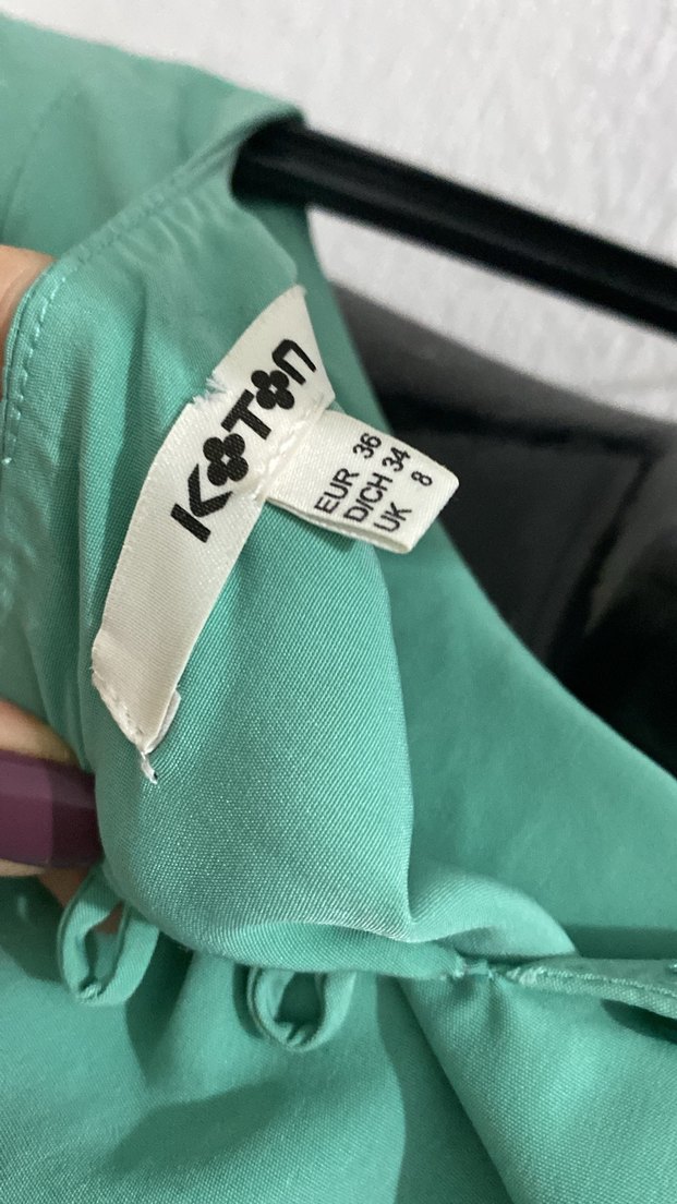 Yeşil V Yaka Midi Elbise Koton - Görsel 3