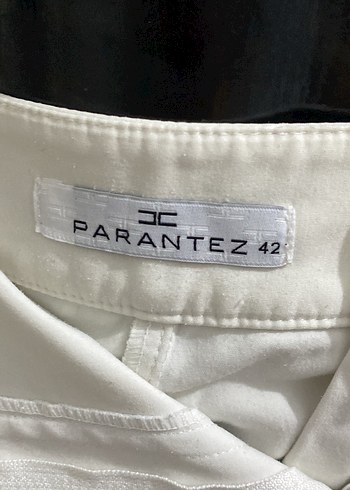 Düğmeli Beyaz Kadın Kumaş Pantolon Parantez - Görsel 3