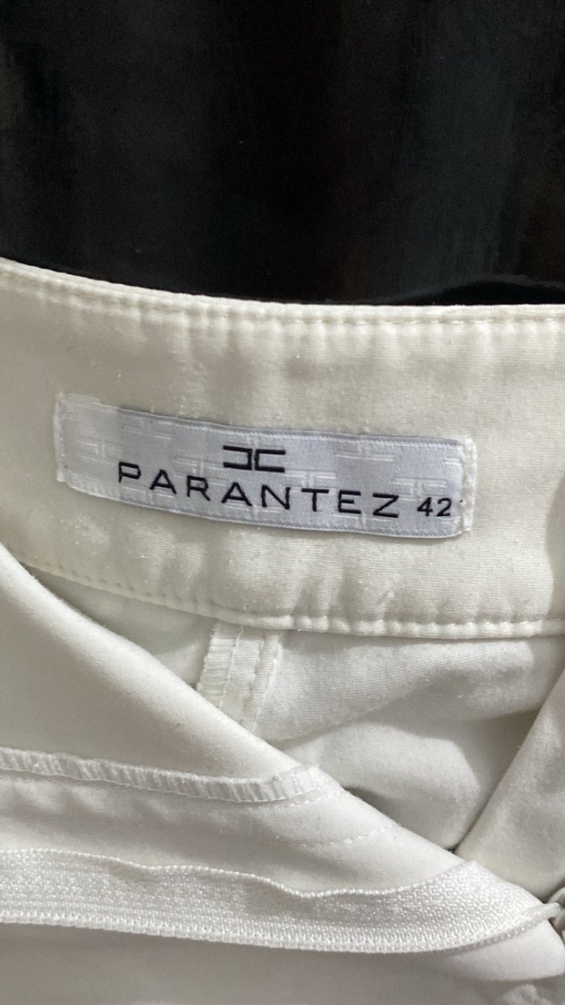 Düğmeli Beyaz Kadın Kumaş Pantolon Parantez - Görsel 3