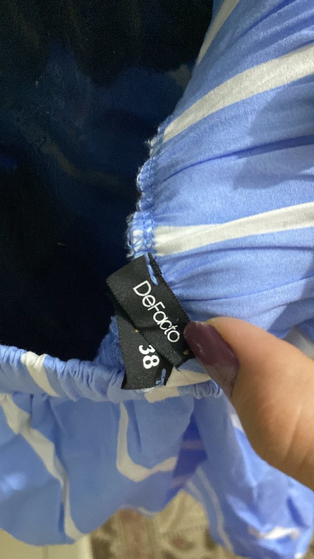 Mavi Çizgili midi etek defacto - Görsel 3