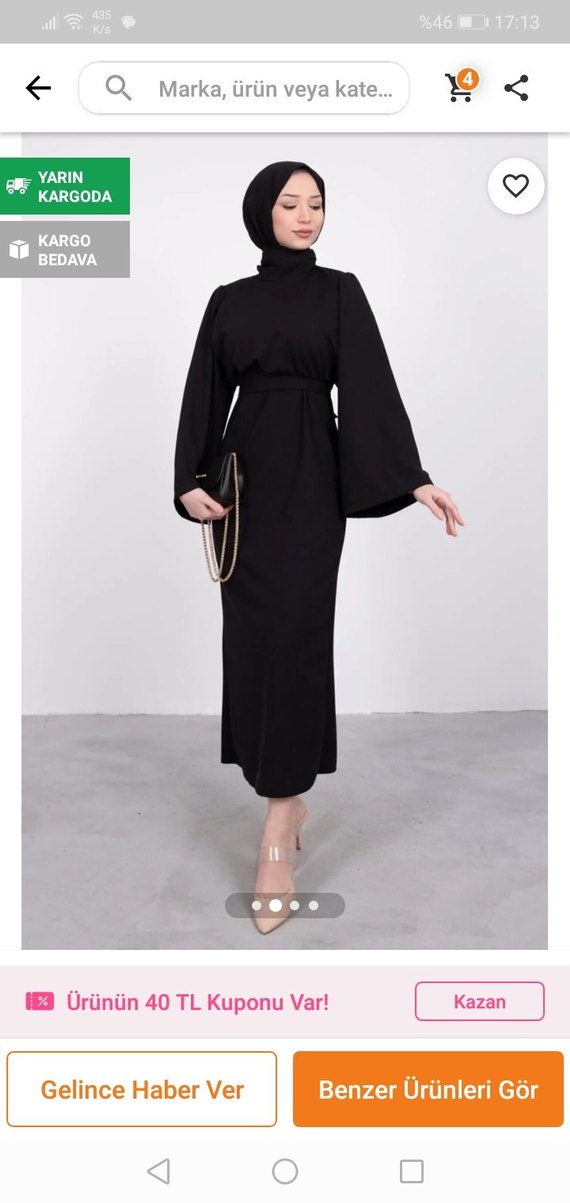 Uzun Siyah Kadın Takım Kemerli - Görsel 4