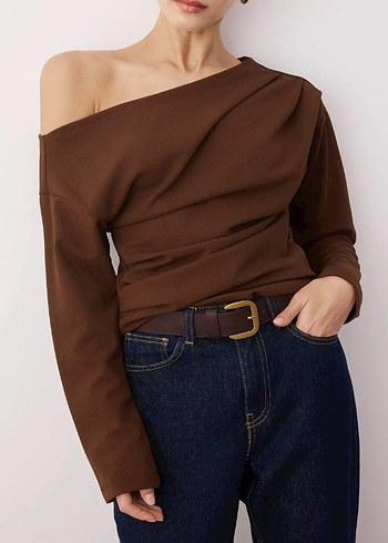 Kahverengi bluz - Görsel 2