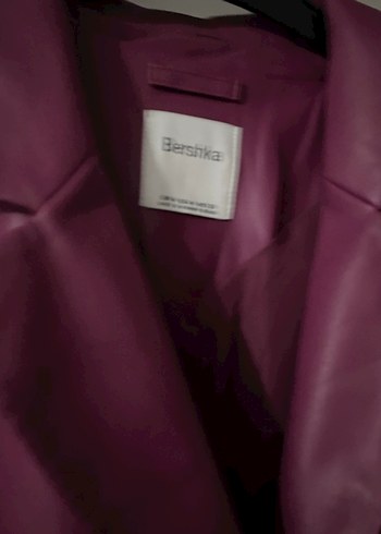 Kadın Mor Deri Ceket, Düğmeli, Midi Boy - Görsel 4