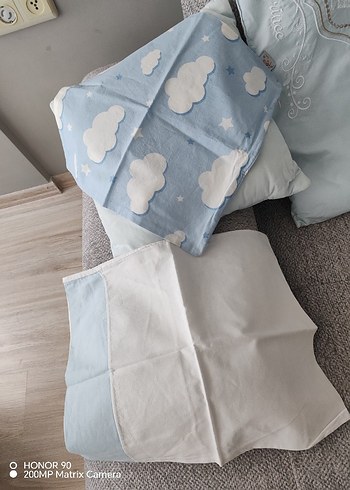 Nakış Detaylı Mavi Beyaz Bebek  Nevresim Takımı Korumalıklı - Görsel 5