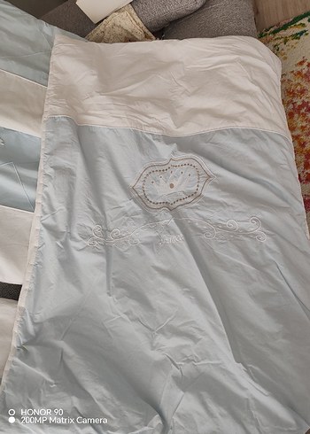 Nakış Detaylı Mavi Beyaz Bebek  Nevresim Takımı Korumalıklı - Görsel 6