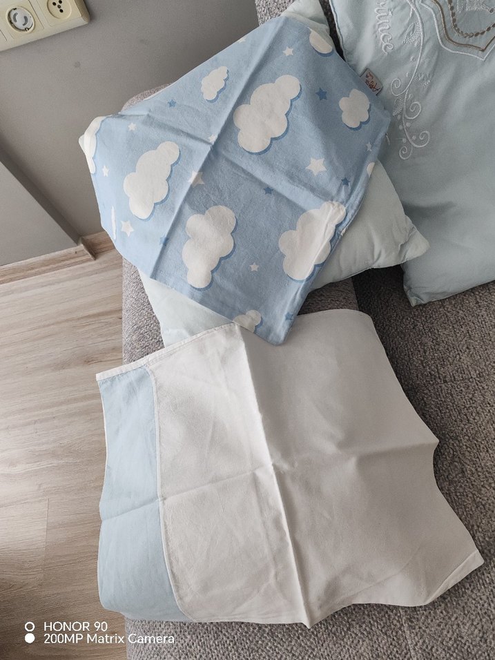 Nakış Detaylı Mavi Beyaz Bebek  Nevresim Takımı Korumalıklı - Görsel 5