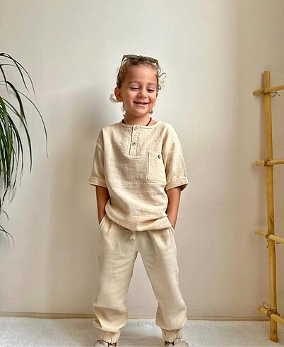 8 Yaş Beden Müslin Kumaş Zara Takım