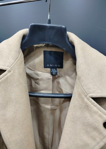 Bej Süet Kadın Kemerli kaşe Ceket - Görsel 2