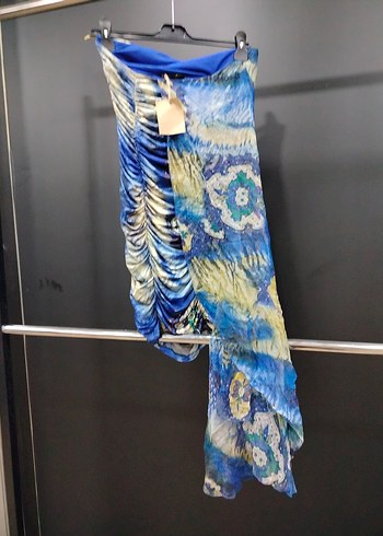 Mavi Drapeli mini elbise - Görsel 5