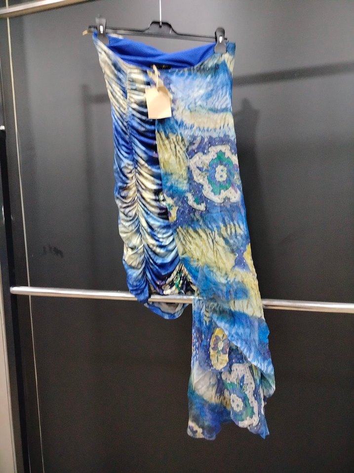 Mavi Drapeli mini elbise - Görsel 5