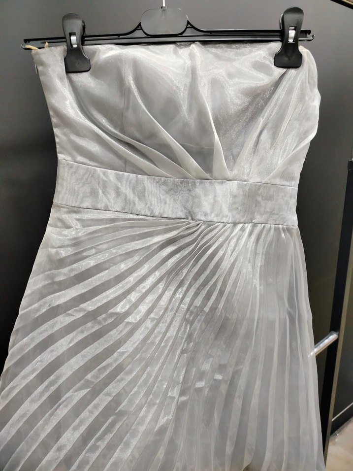 maxra govani Straplez Mini gri mezuniyet Elbisesi - Görsel 2