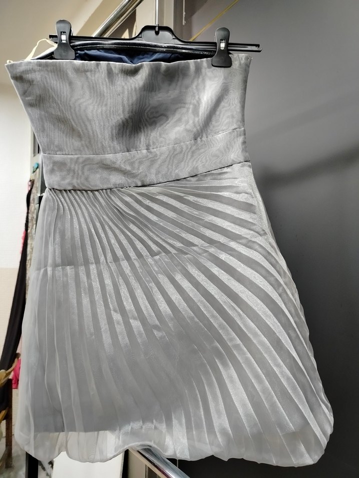 maxra govani Straplez Mini gri mezuniyet Elbisesi - Görsel 4