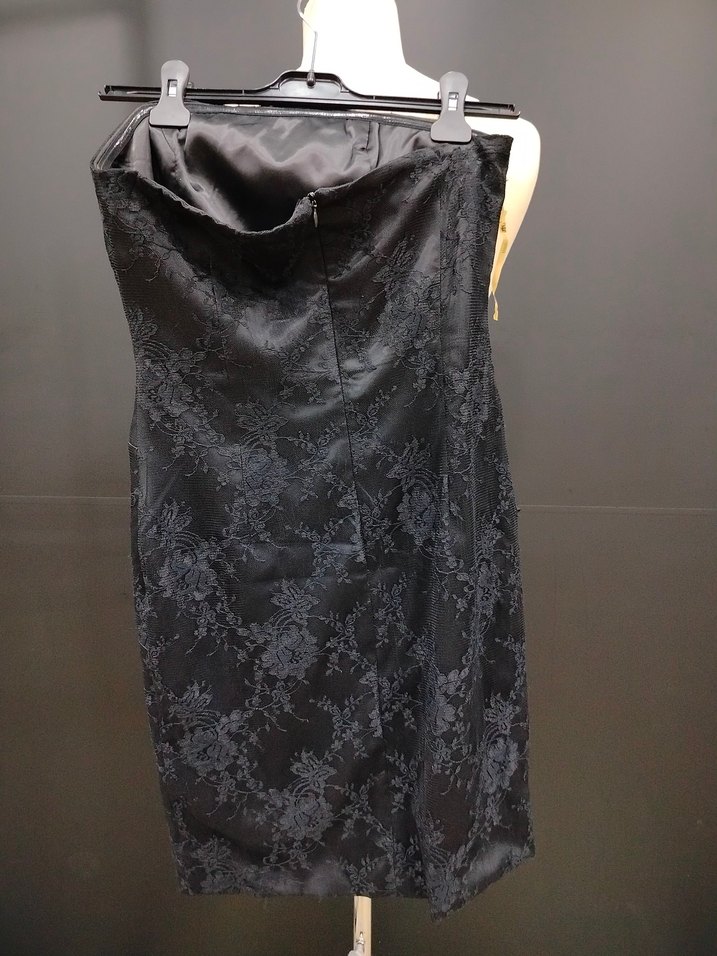 Drapeli Straplez Siyah kısa Abiye Elbise - Görsel 3