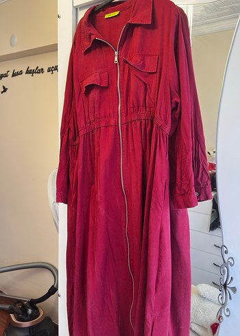 Bordo Tensel Elbise - Görsel 4