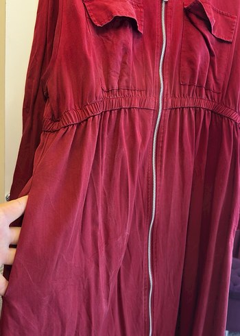 Bordo Tensel Elbise - Görsel 3