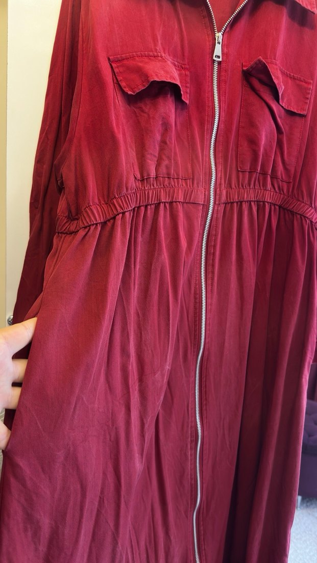 Bordo Tensel Elbise - Görsel 3