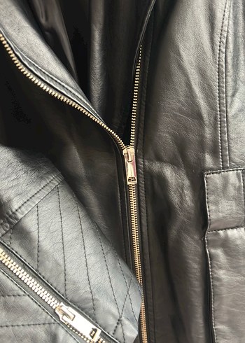 Kadın Siyah Deri ceket - Görsel 2