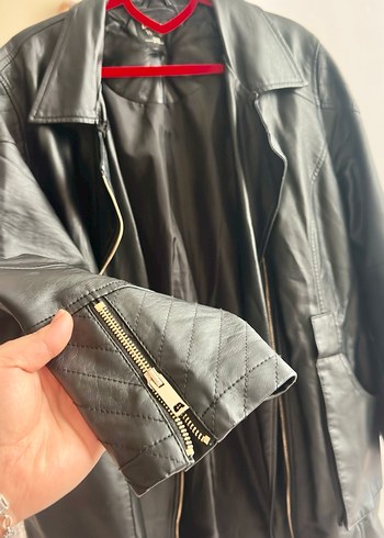 Kadın Siyah Deri ceket - Görsel 8
