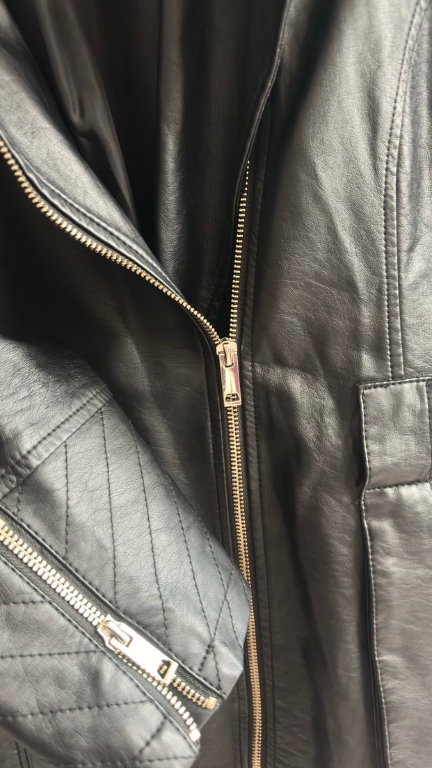 Kadın Siyah Deri ceket - Görsel 2