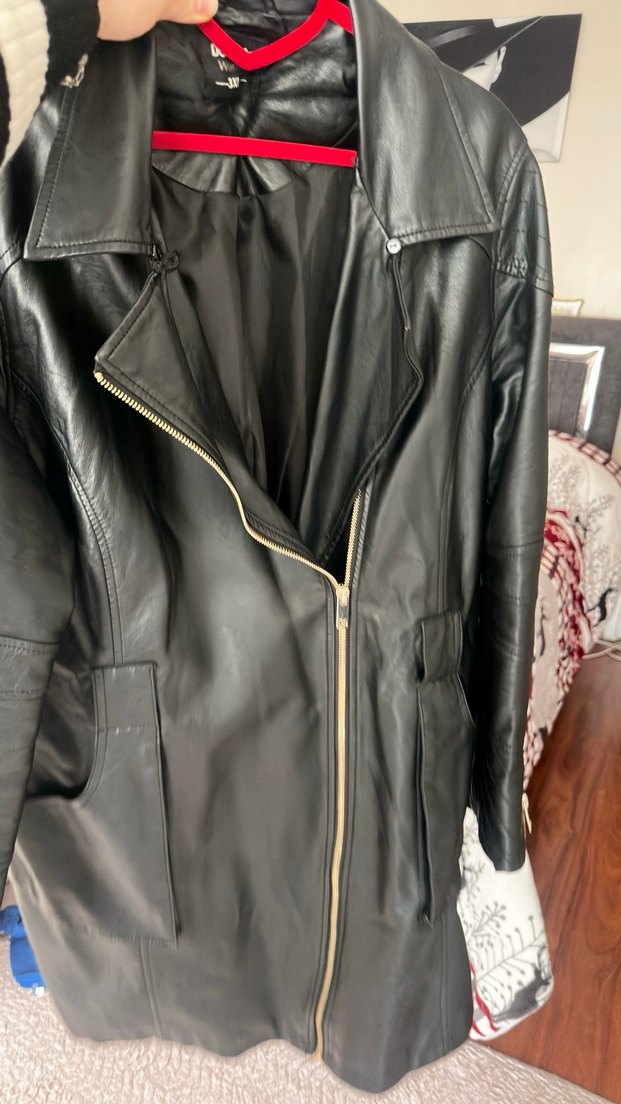 Kadın Siyah Deri ceket - Görsel 4