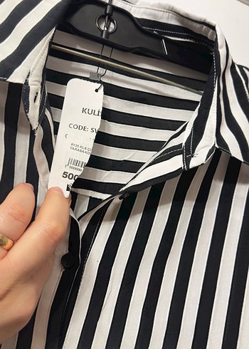 Poplin Çizgili Kadın Gömlek - Görsel 8