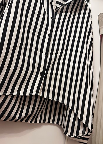 Poplin Çizgili Kadın Gömlek - Görsel 4
