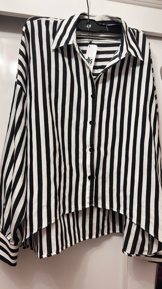 Poplin Çizgili Kadın Gömlek - Görsel 3