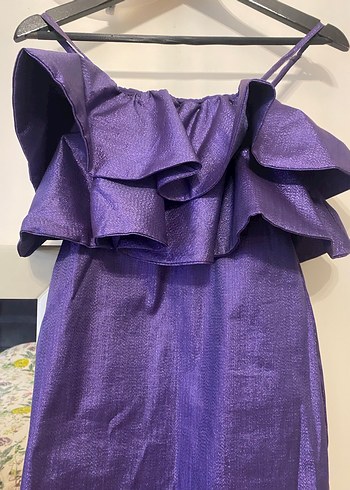 Mor Fırfırlı Mini Elbise - Görsel 2