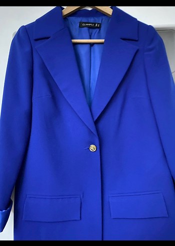 Mavi Düğmeli Kadın Blazer Ceket - Görsel 4