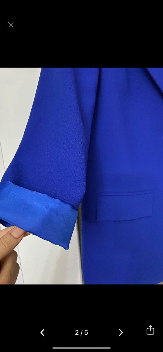 Mavi Düğmeli Kadın Blazer Ceket - Görsel 2