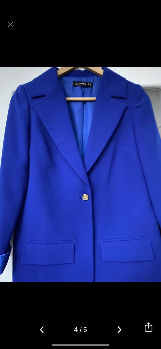 Mavi Düğmeli Kadın Blazer Ceket - Görsel 4