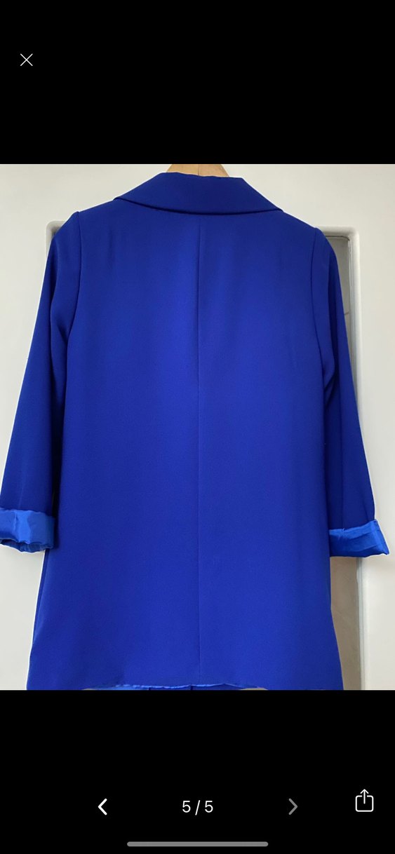 Mavi Düğmeli Kadın Blazer Ceket - Görsel 5