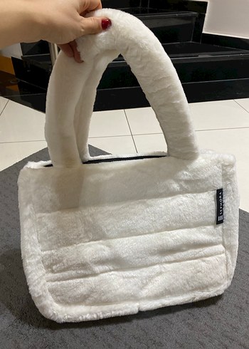 Beyaz Peluş Kadın El Çantası - Görsel 6