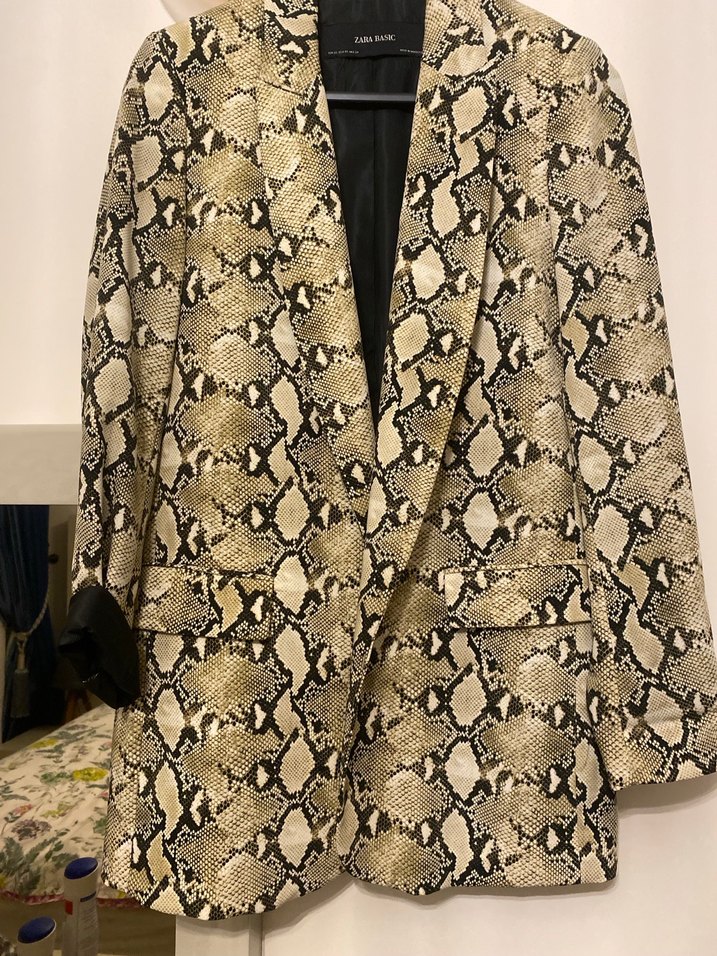 Yılan Desenli Kadın Midi Blazer - Görsel 5