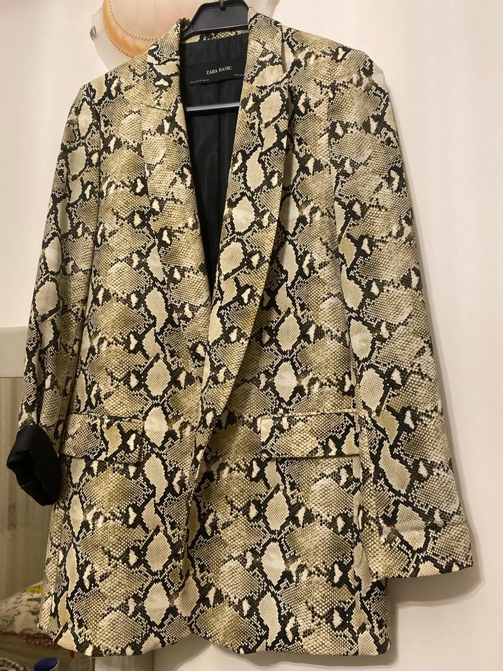 Yılan Desenli Kadın Midi Blazer - Görsel 2