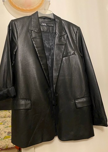Siyah Deri Kadın Ceket - Görsel 2