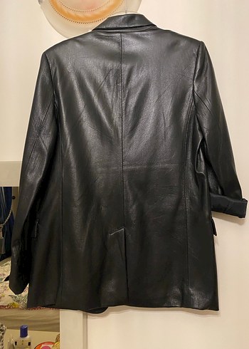 Siyah Deri Kadın Ceket - Görsel 6