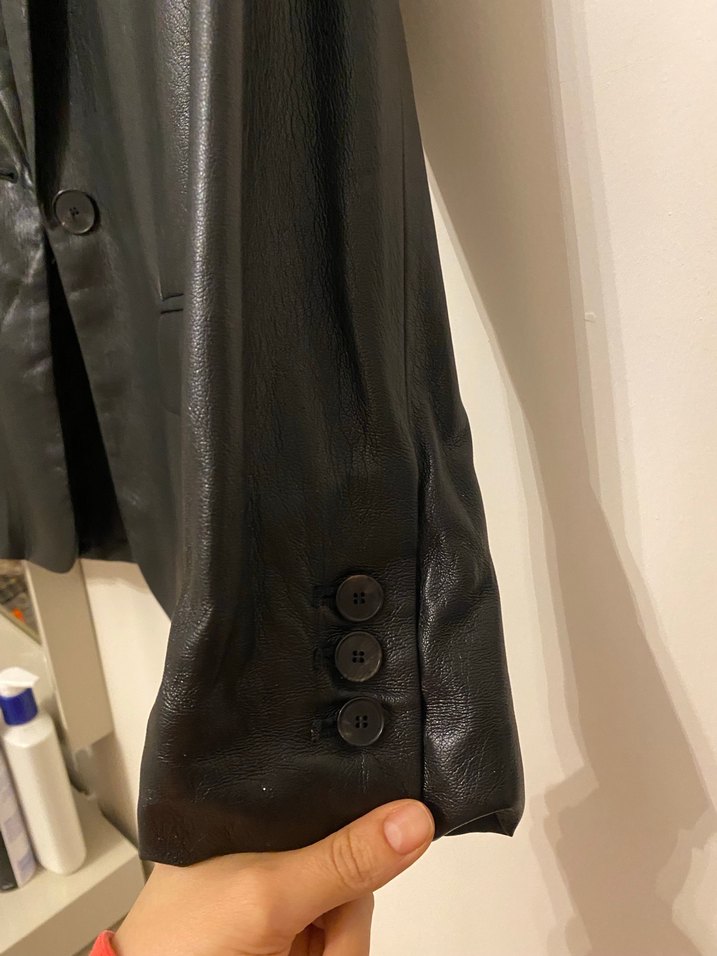 Siyah Deri Kadın Ceket - Görsel 4