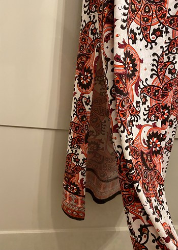 Uzun Kol Desenli Bohem Elbise - Görsel 2