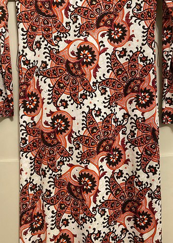 Uzun Kol Desenli Bohem Elbise - Görsel 3