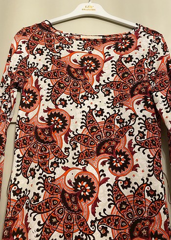 Uzun Kol Desenli Bohem Elbise - Görsel 4