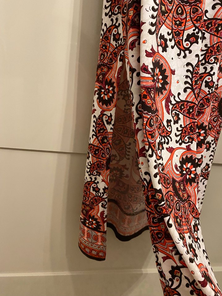 Uzun Kol Desenli Bohem Elbise - Görsel 2