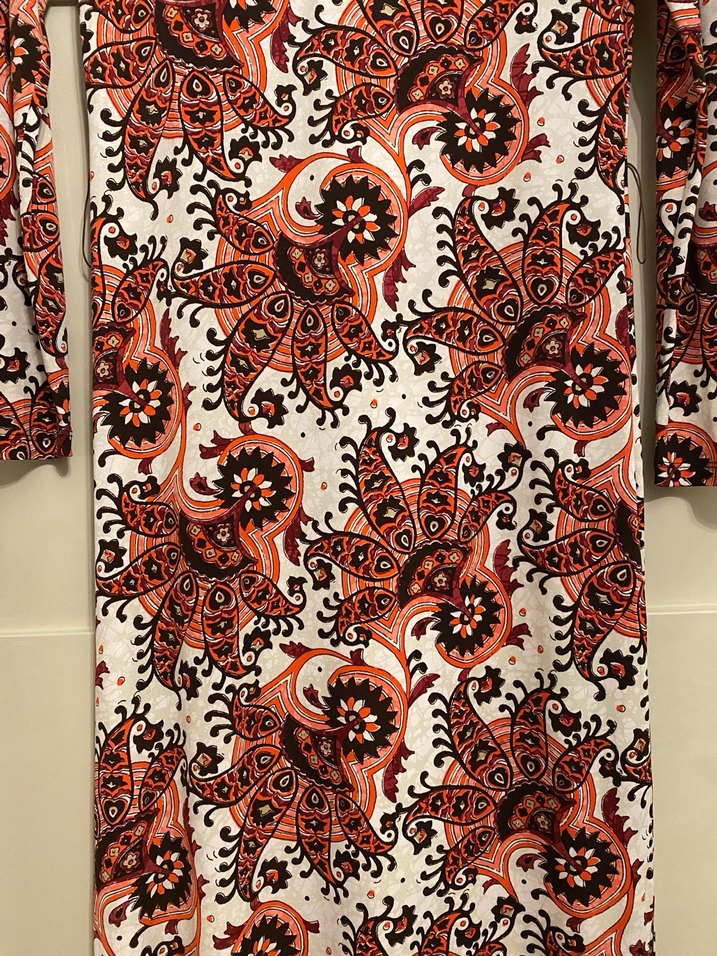 Uzun Kol Desenli Bohem Elbise - Görsel 3