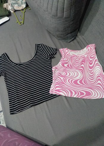 Pembe Zebra Desenli Kolsuz krop